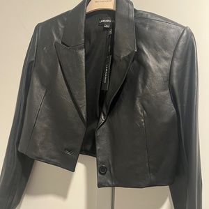 LaMarque Cropped Black Leather Jacket